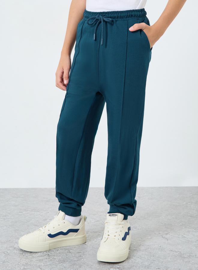 Styli Kids Blue Cotton Joggers With Drawstring Waist - Image 4